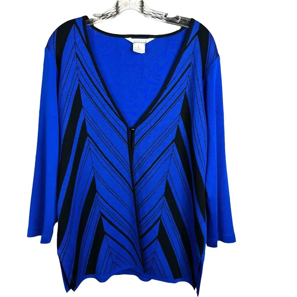 Exclusively Misook Striped Cardigan Sweater - Picture 1 of 8